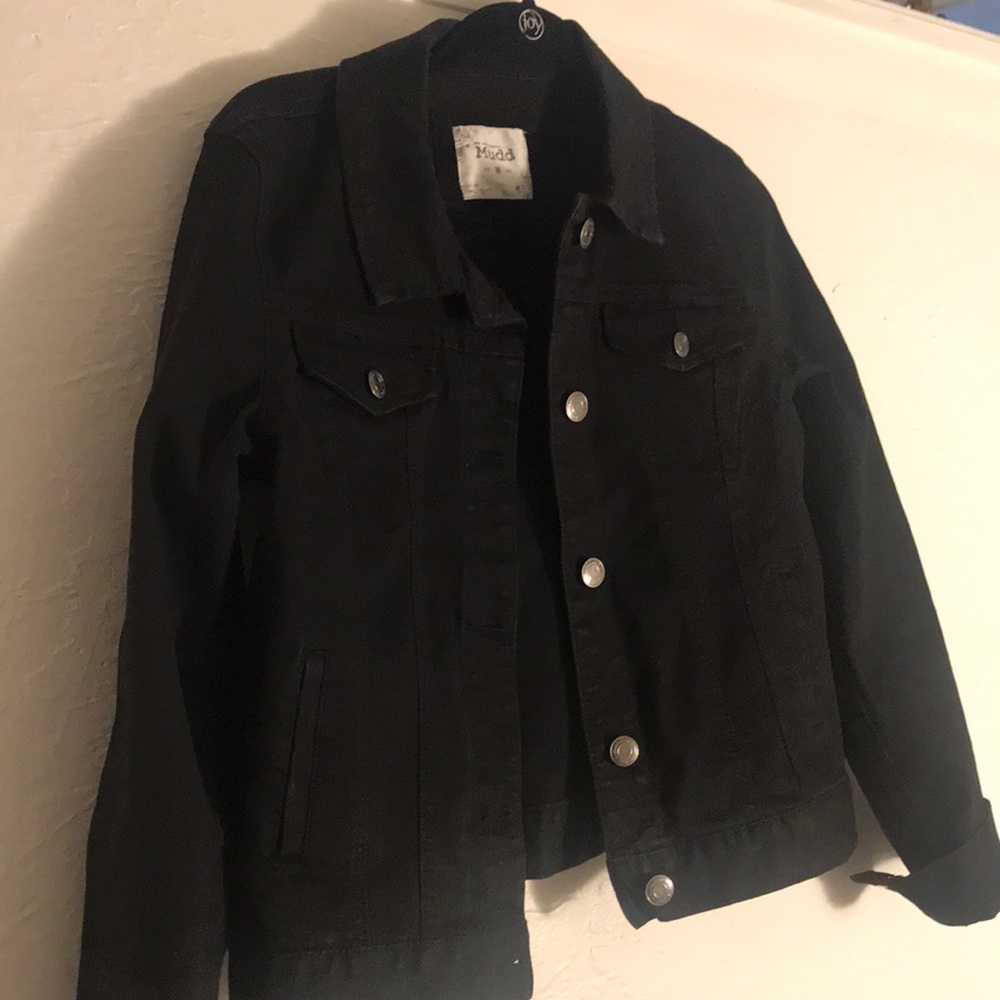 Black cropped denim jacket